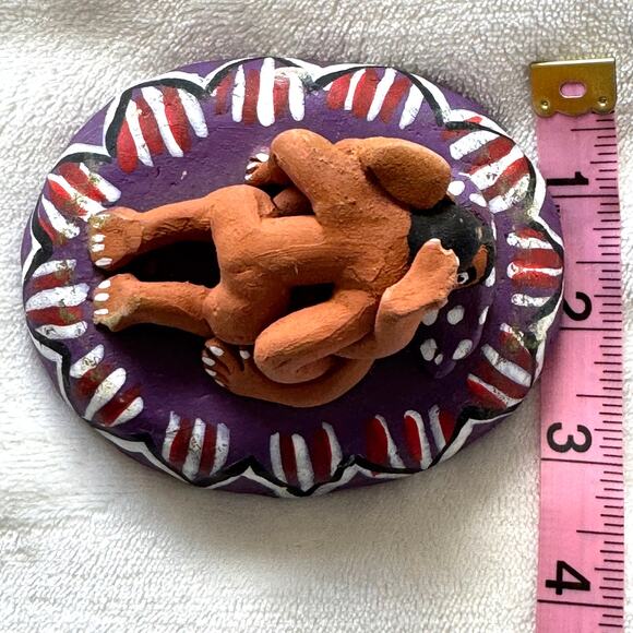 Vintage 1990s Mexican Fired Ceramic Erotic Copulating Couple Fertility Tableau - Picture 2 of 8